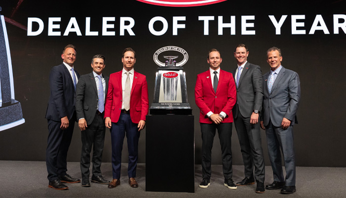 2024 Peterbilt Dealer of the Year Award being presented to Greg and Jeff Arscott